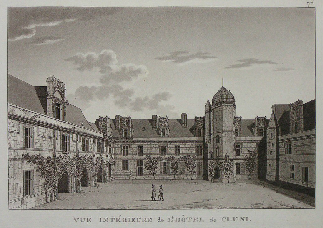 Aquatint - Vue Interieur de l'Hotel de Cluni.